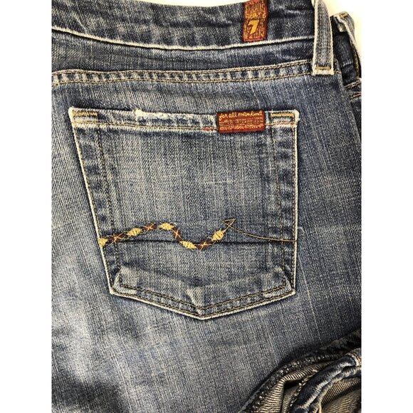 7 For All Mankind Womens 29x32 Blue Denim Jeans Bootcut Stretch - Picture 5 of 8